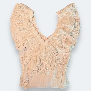 ZARA Cream knitted flower sleeveless top S